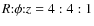 $R{:}\phi{:}z=4:4:1$