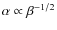 $\alpha\propto \beta^{-1/2}$