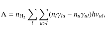 \begin{displaymath}%
\Lambda = n_{\rm {H_2}} \sum_l \sum_{u>l} (n_l \gamma_{lu} - n_u
\gamma_{ul}) h \nu_{ul},
\end{displaymath}