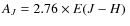 $A_J=2.76\times\mbox{$E(J-H)$ }$