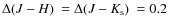 $\Delta\mbox{$(J-H)$ }=\Delta\mbox{$(J-K_{\rm s})$ }=0.2$