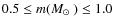 $0.5\leq m(\mbox{$M_\odot$ })\leq1.0$
