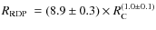 $\mbox{$R_{\rm RDP}$ }=(8.9\pm0.3)\times
R_{\rm C}^{(1.0\pm0.1)}$