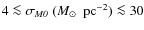 $\rm 4\la\sigma_{\it M0}~(\mbox{$M_\odot$ }~pc^{-2})\la30$