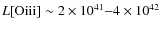 $L \rm [O {\sc iii}] \sim 2 \times
10^{41} {-} 4 \times 10^{42}$