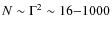 $N
\sim \Gamma^2 \sim 16 {-}1000$