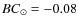 $BC_{\odot} = -0.08$