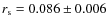 $r_{\rm s} = 0.086 \pm 0.006$