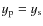 $y_{\rm p} = y_{\rm s}$