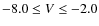 $-8.0 \leq V \leq -2.0$