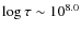 $\log \tau \sim 10^{8.0}$