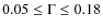 $0.05\leq\Gamma\leq0.18$