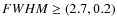 $FWHM \ge (2.7,0.2)$