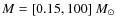 $M=[0.15,100]~M_\odot$