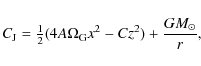 \begin{displaymath}C_{\rm J} = {{\textstyle{\frac{1}{2}}}}(4A\Omega_{\rm G} x^2 - C z^2) + \frac{GM_{\odot}}{r},
\end{displaymath}