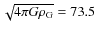 $\sqrt{4\pi G \rho_{\rm G}} = 73.5$