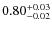 $0.80^{\rm +0.03}_{-0.02}$