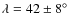 $\lambda=42\pm8^{\circ}$