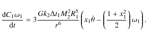 \begin{displaymath}
\frac{{\rm d}C_1\omega_1}{{\rm d}t}=3\frac{Gk_2 \Delta t_1 M...
...\dot{\theta}-\left(\frac{1+x_1^2}{2} \right) \omega_1 \right).
\end{displaymath}