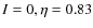 $I=0, \eta =0.83$