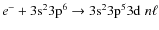 $e^{-}+\rm 3s^{2}3p^{6}\rightarrow 3s^{2}3p^{5}3d^{}~{\it n}\ell$