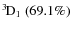 $\rm {}^{3}\hspace*{-.5mm}D_{1}~(69.1\%)$