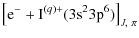 $\displaystyle \left[{\rm {e}}^{-}+{\rm {I}}^{(q)+}({\rm 3s}^{2}3{\rm p}^{6})\right]_{J,~\pi}$