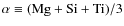 $\rm\alpha\equiv (Mg + Si + Ti)/3$