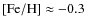 $\rm [Fe/H]\approx-0.3$