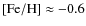 $\rm [Fe/H]\approx -0.6$