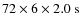 $72 \times 6 \times 2.0~{\rm s}$