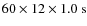 $60 \times 12 \times 1.0~{\rm s}$
