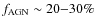 $f_{\rm AGN}\sim 20{-}30\%$