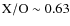 ${\rm X/O} \sim 0.63$