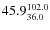 $\rm 45.9^{102.0}_{36.0}$
