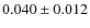 $0.040 \pm 0.012$
