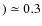 $)\simeq 0.3$