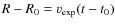 $R-R_0=v_{\rm exp}(t-t_0)$
