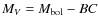 $M_{V}=M_{{\rm bol}}-BC$