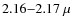 $2.16{-}2.17~\mu$