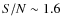 $S/N \sim 1.6$