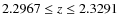 $2.2967 \leq z \leq 2.3291$