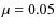 $\mu =0.05$