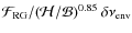 ${\mathcal{F}}_{{\rm RG}}/ (\mathcal{H}/\mathcal{B})^{0.85} ~\delta\nu_{{\rm env}}$