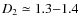 $D_{2}\simeq 1.3{-}1.4$