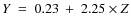 $Y~=~0.23~+~2.25\times Z$