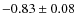 $-0.83 \pm 0.08$