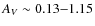 $A_V \sim 0.13{-}1.15$