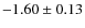 $-1.60\pm0.13$