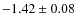 $-1.42\pm0.08$